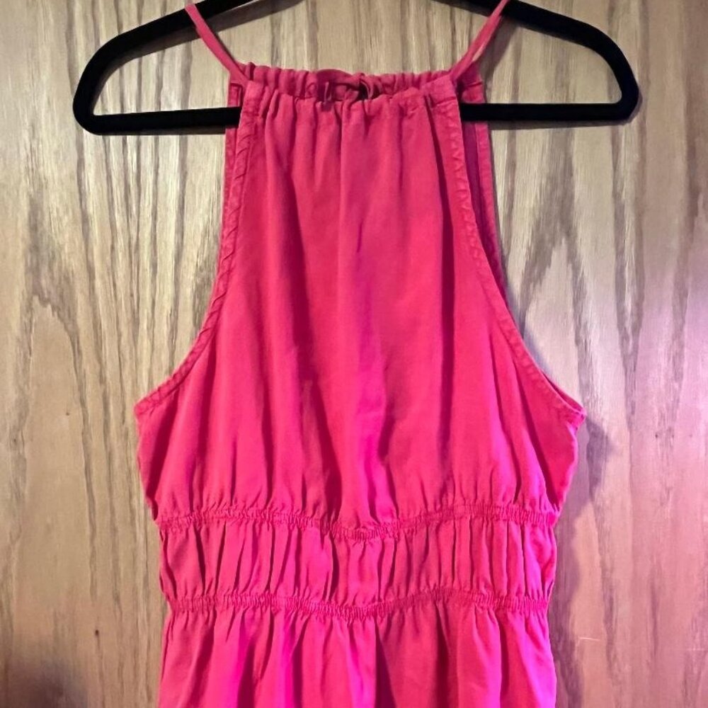 NWT Bella Dahl Smocked Waist Halter Top in Azalea, Small, Tencel, Made in USA
